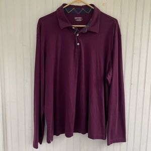 UNTUCKit Men's Maroon Burgundy Long Sleeve Polo Shirt Size XXL